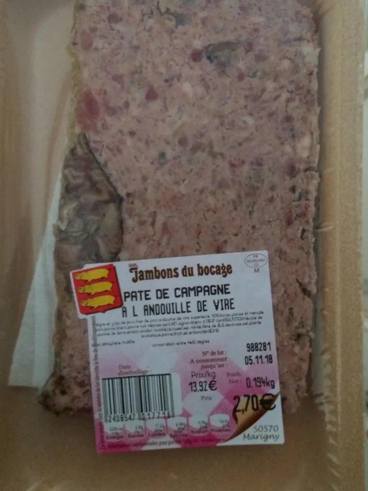 Pate de campagne a l'andouille de vire