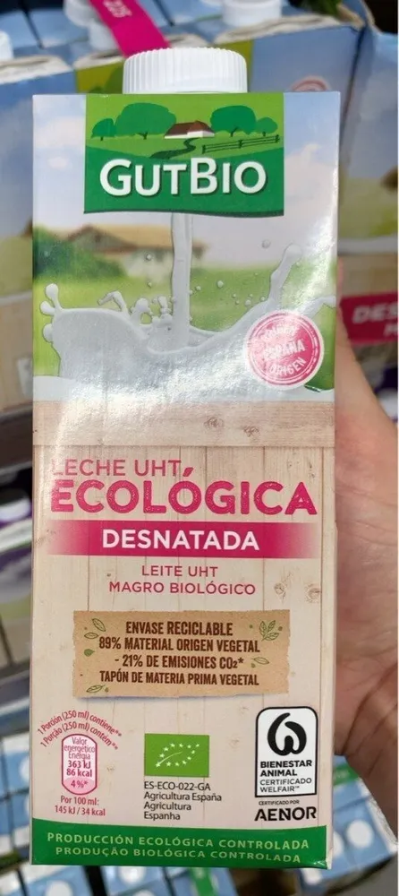 Leche ecológica desnatada