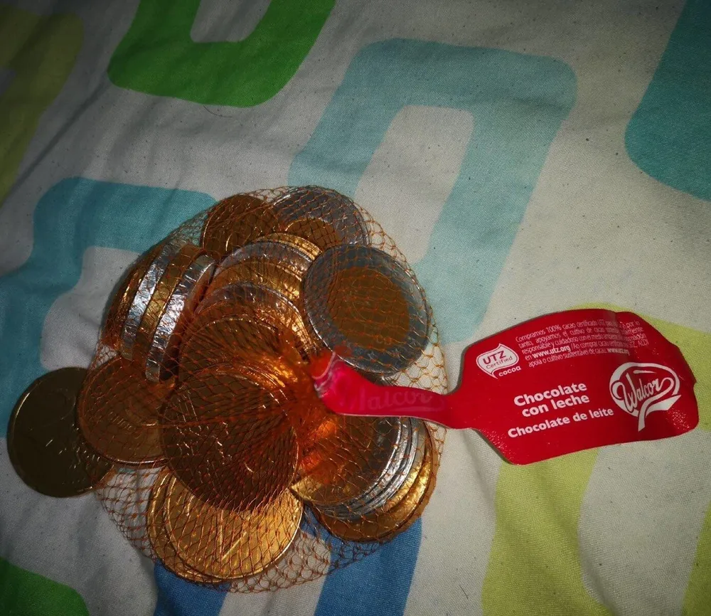 Monedas de chocolate con leche