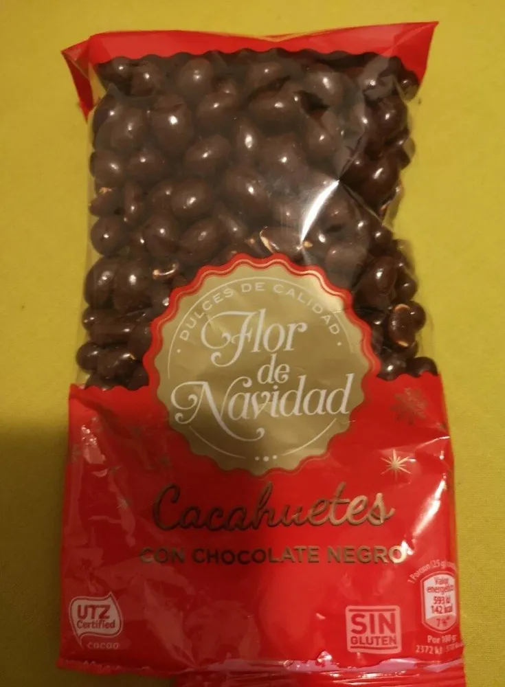 Cacahuetes con chocolate negro