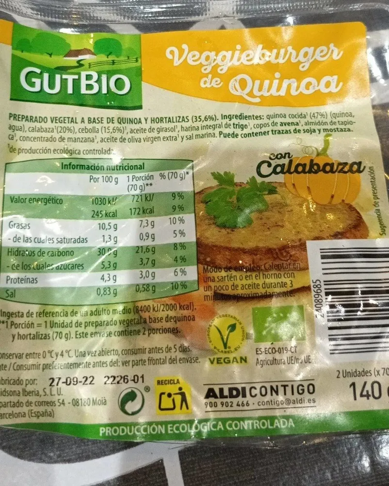 Veggieburguer de Quinoa con calabaza