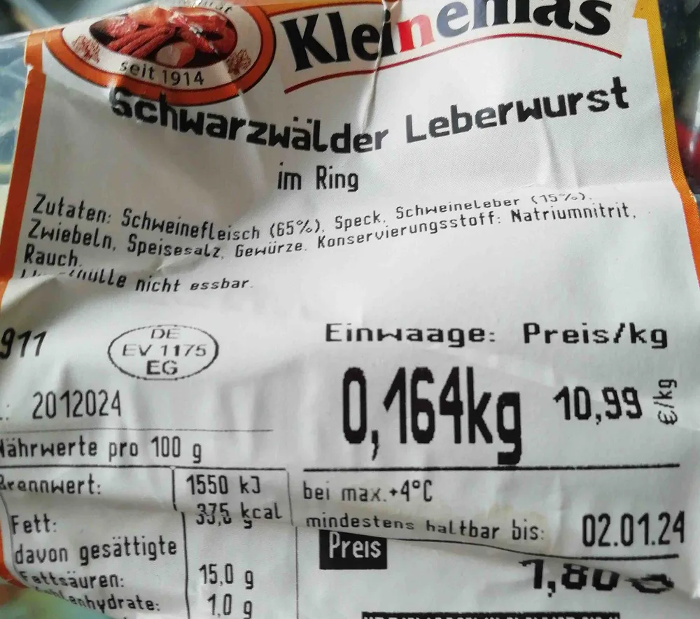 Schwarzwälder Leberwurst im Ring