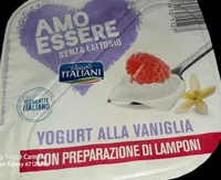 Yogurt alla vaniglia con preparato di lamponi