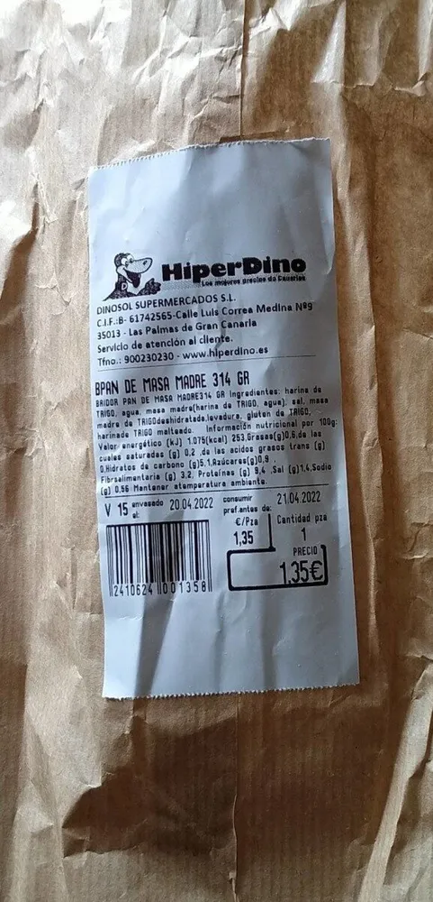 Pan de Masa madre 314gr