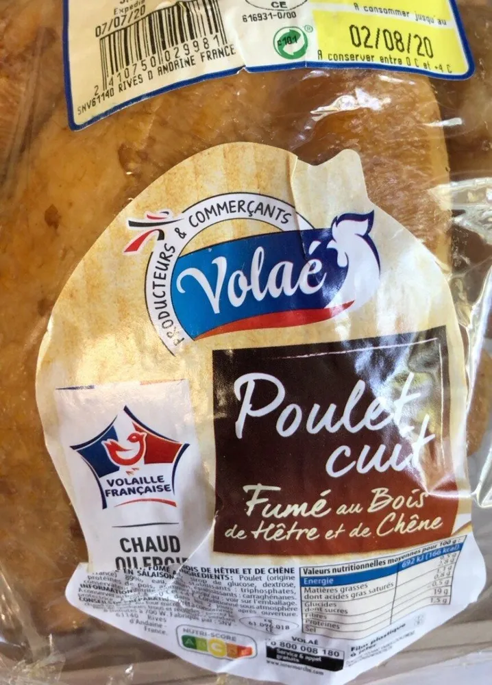 Poulet fume cuit au bois de hetre et de chene