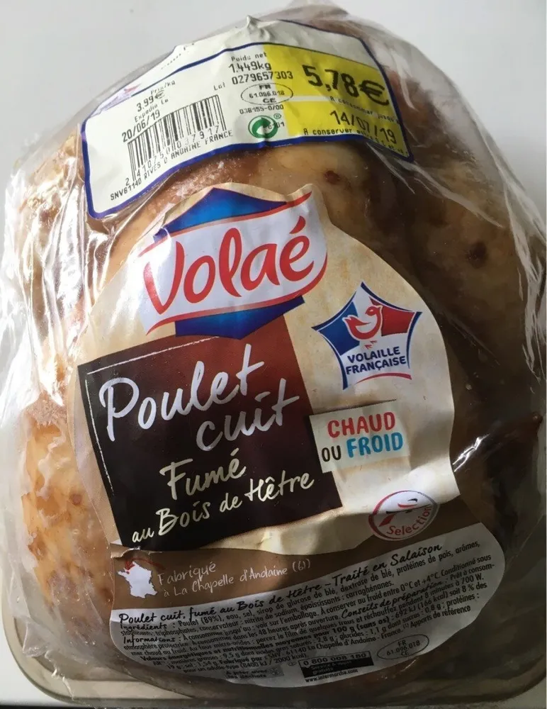 Poulet cuit fumé