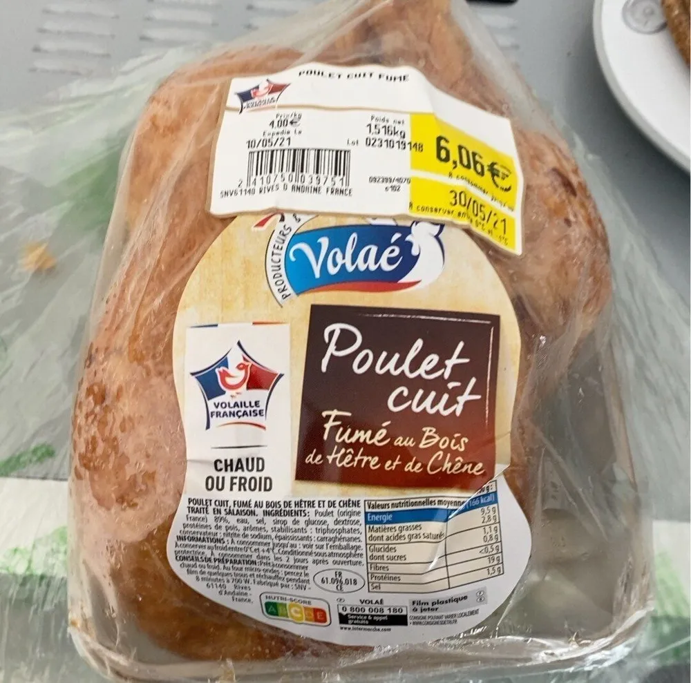 Poulet Cuit Fumé au Bois de Hetre et de Chene