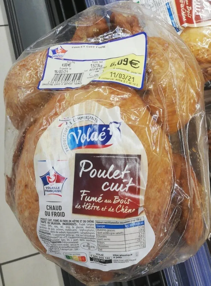Poulet cuit fumé
