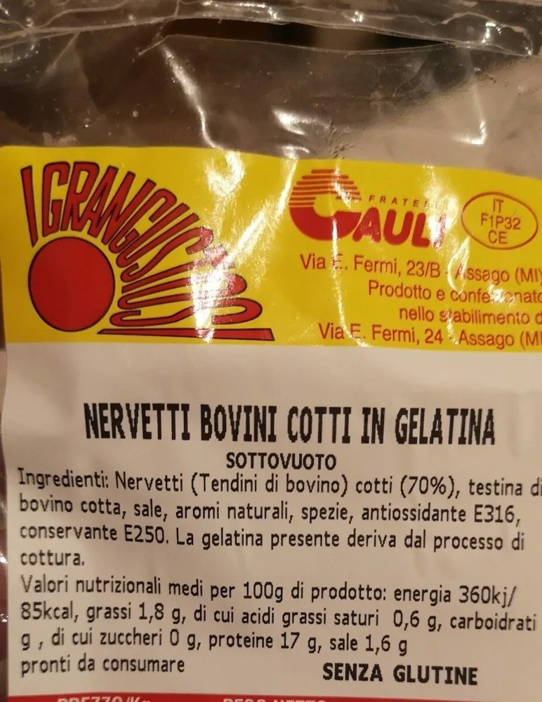 Nervetti bovini cotti in gelatina
