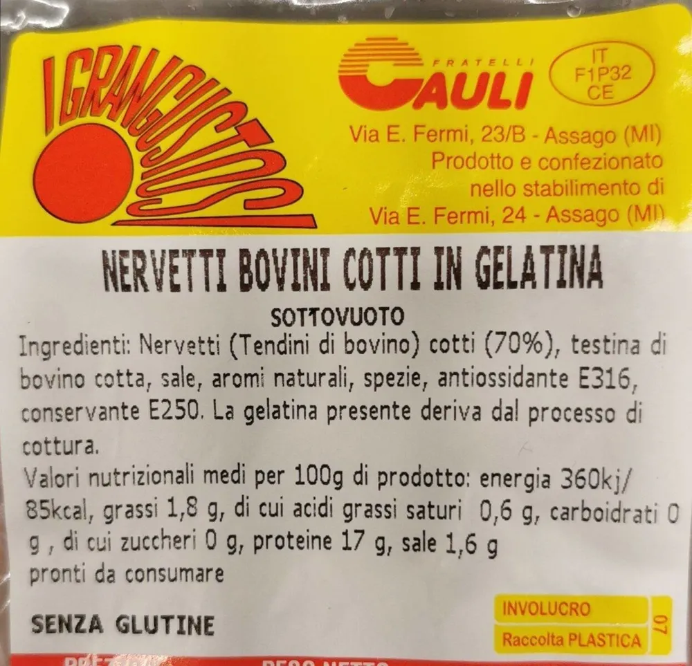 Nervetti bovini cotti on gelatina