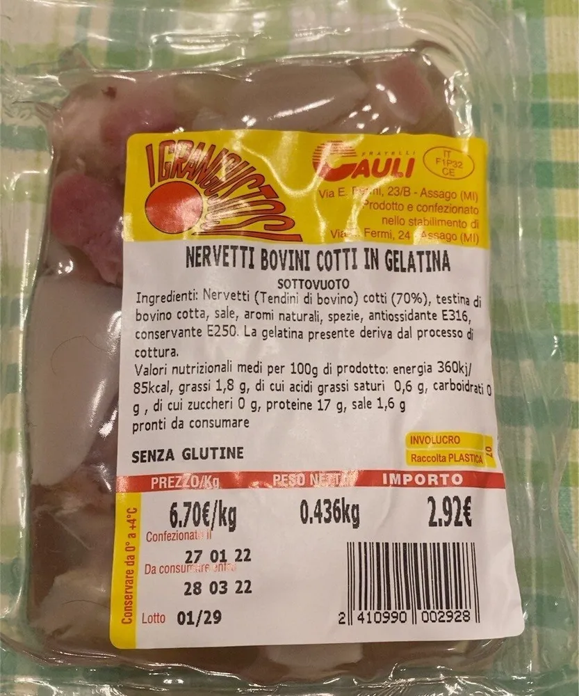 Nervetti bovini cotti in gelatina