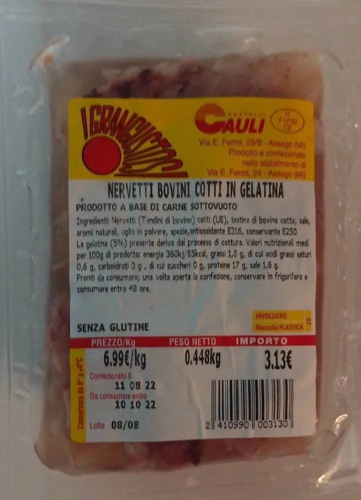 Nervetti bovini cotti in gelatina