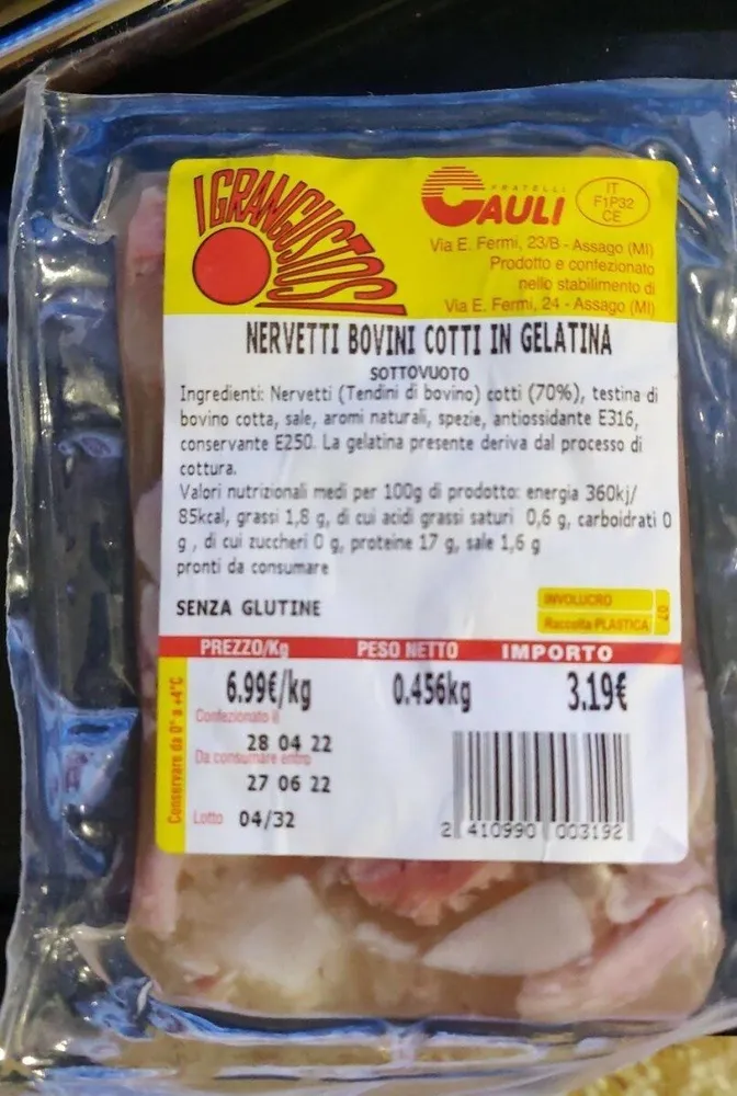 Nervetti bovini cotti in gelatina