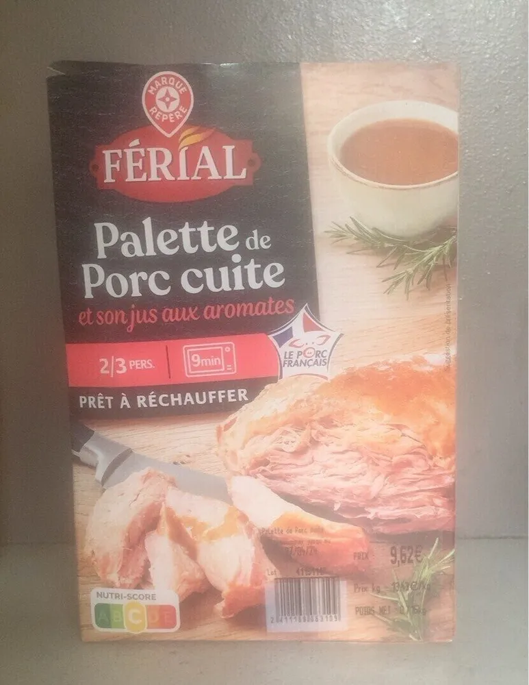 Palette porc cuite et son jus aux aromates
