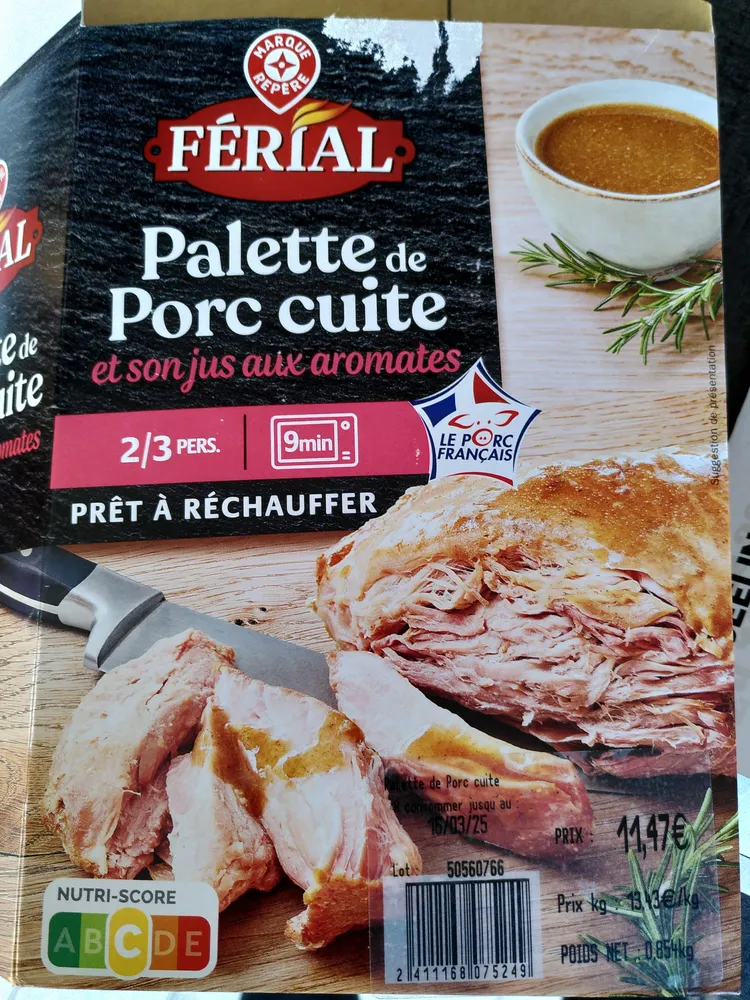 Palette de Porc cuite et son jus aux aromates