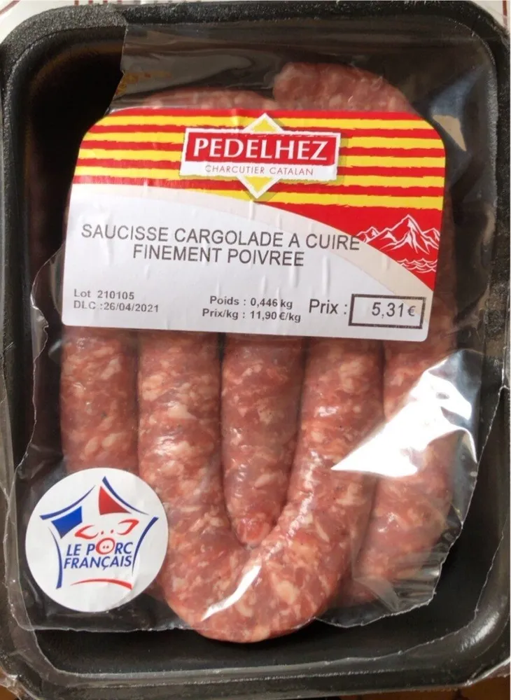 Saucisse cargolade a cuire finement poivree