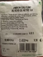Jambon cru fumé au bous de hêtre 1/4