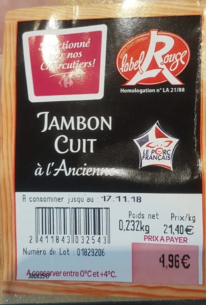 Jambon cuit a l'ancienne Label Rouge