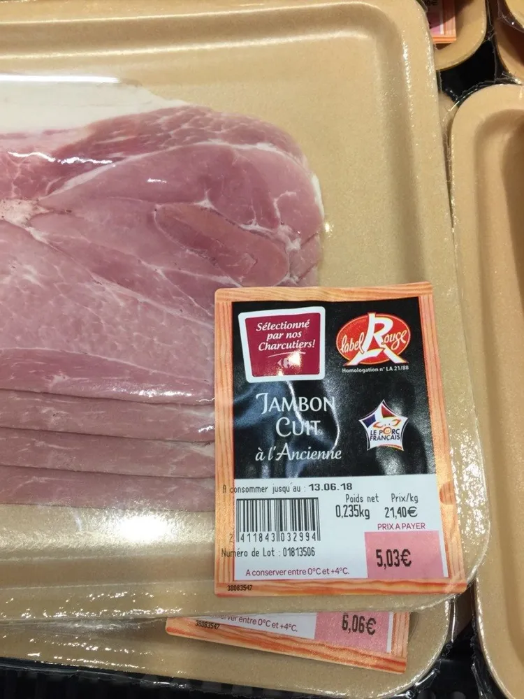 Jambon cuit à l'ancienne label rouge