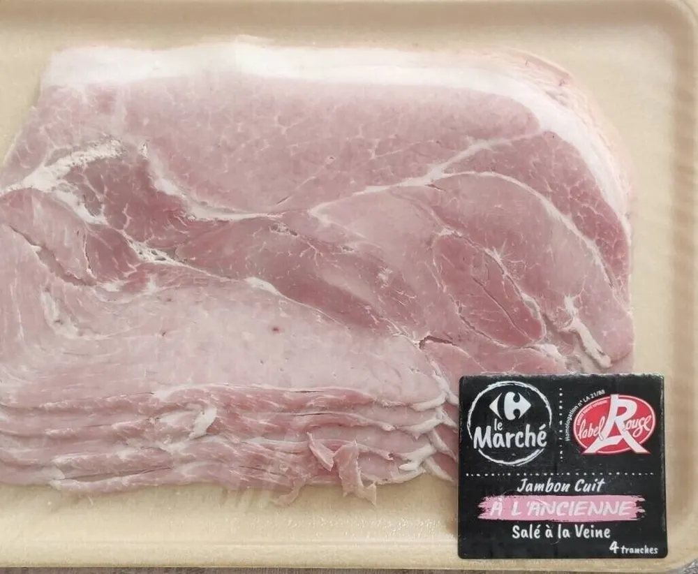 Jambon cuit à l'ancienne. Label rouge avec couenne
