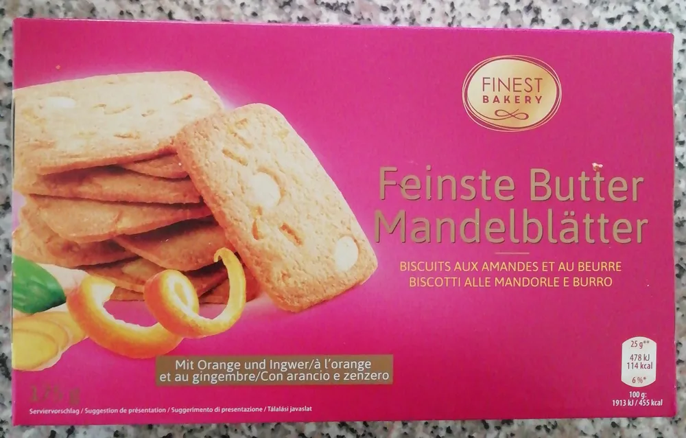 Biscuit aux amandes et au beurre orange gingembre