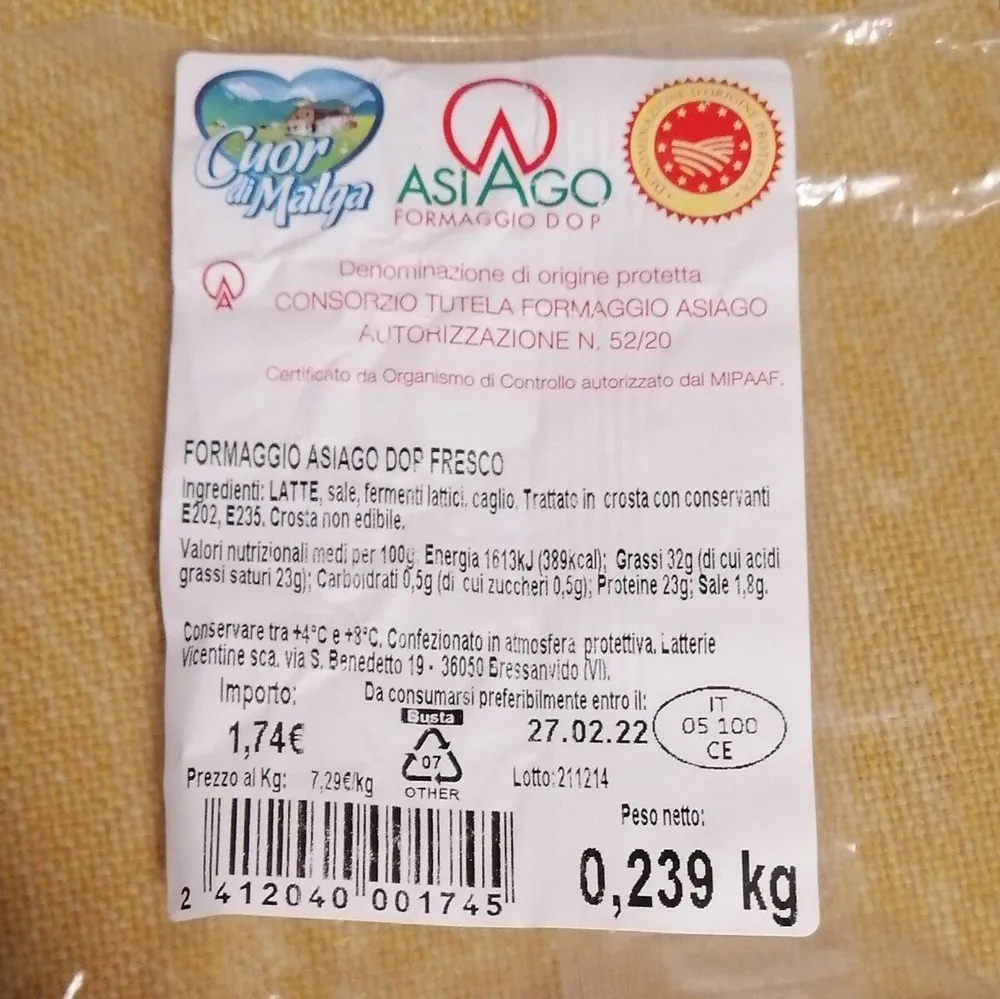 Asiago Formaggio DOP