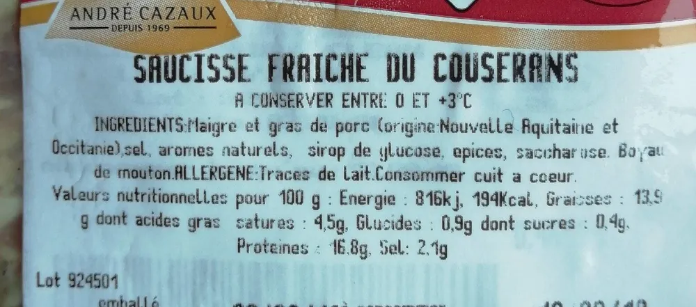 Saucisse fraiche