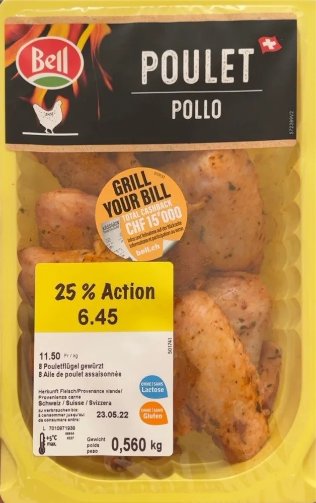 8 Pouletflügel gewürzt