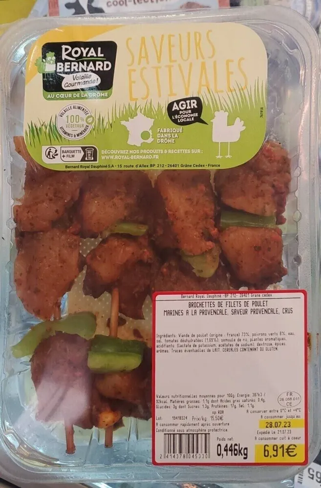 Brochettes de filets de poulet marinés à la provençale