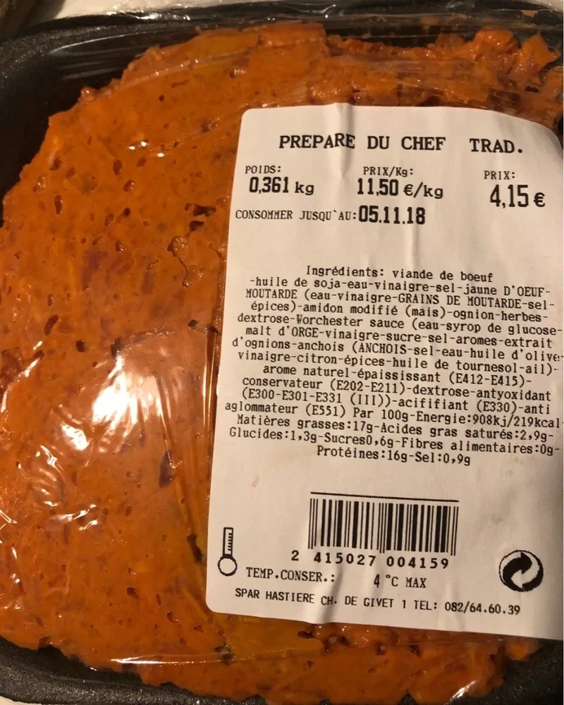 Filet americain preparé du chef