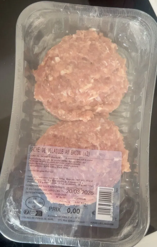 Hache de volaille au bacon
