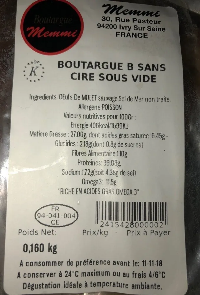 Boutargue sans cire sous vide