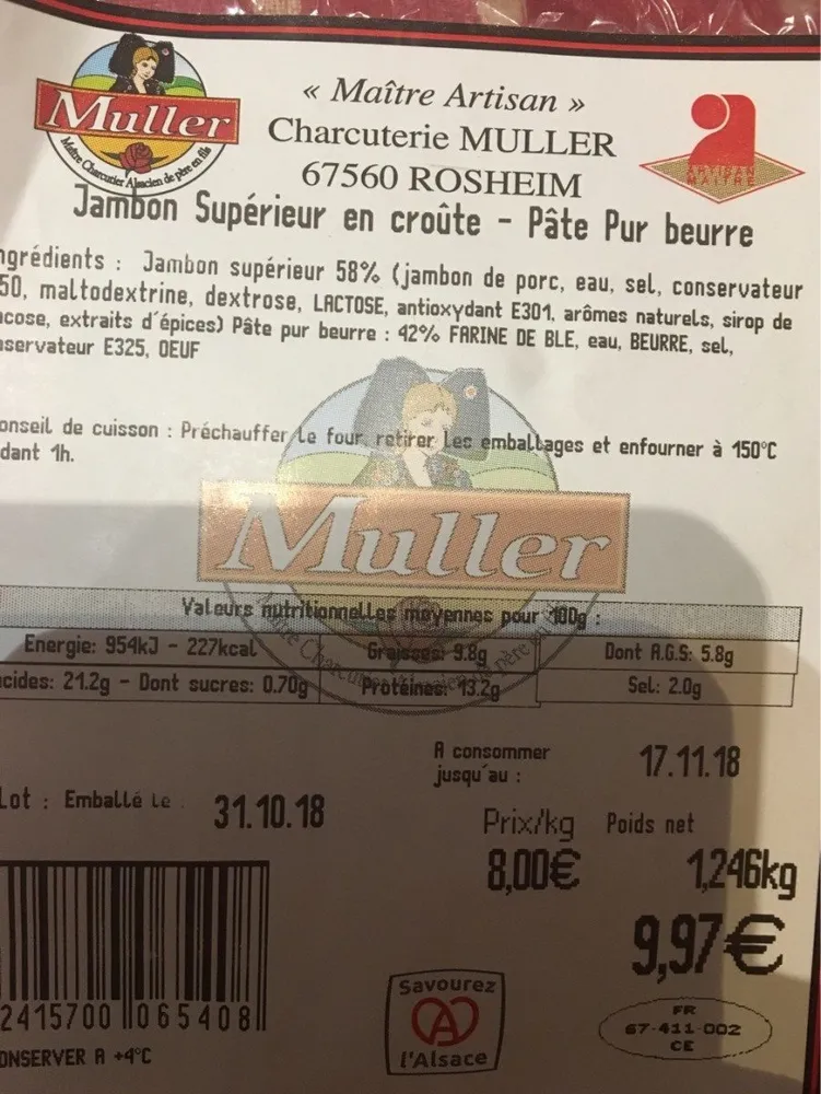 Jambon Supérieur en croûte