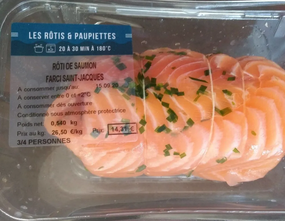 Rôti de saumon farci Saint-Jacques