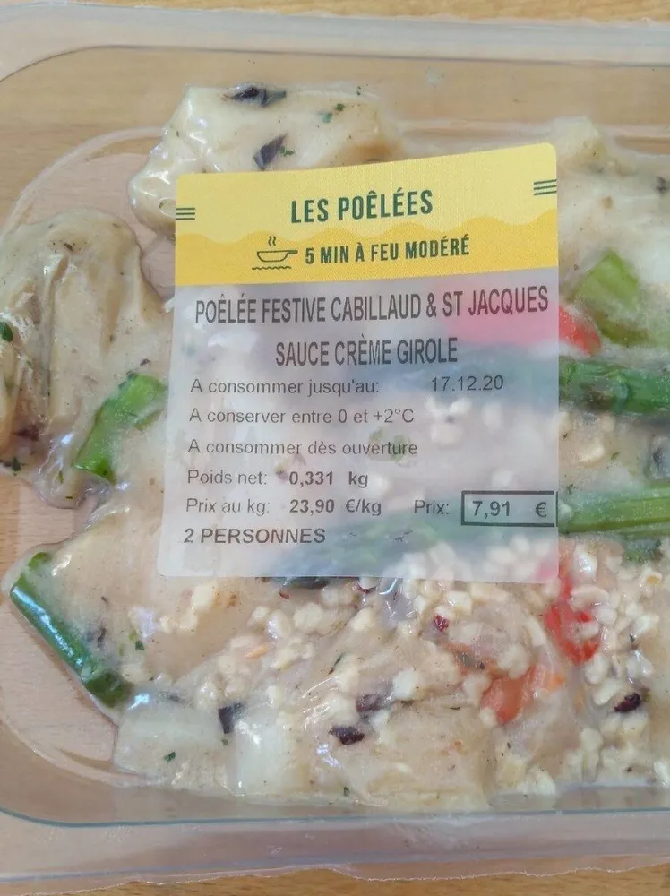 Poêlée festive cabillaud & st Jacques sauce crème girole