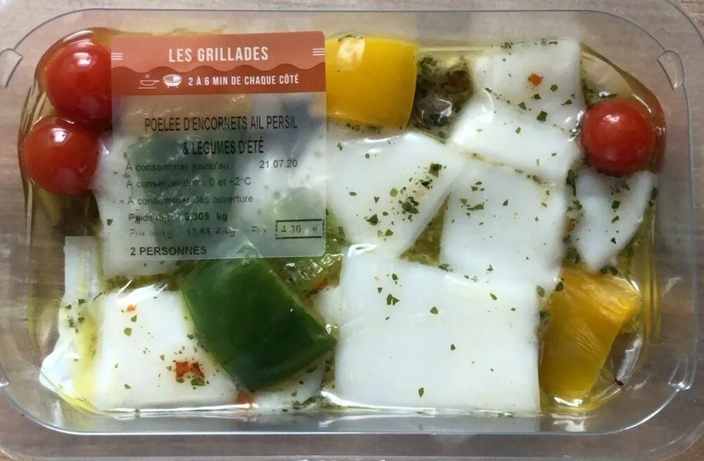 Poelée d’encornets ail persil & légumes d’été