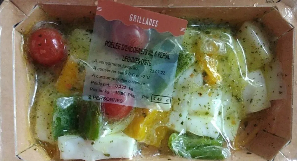 Poêlée d'encornets ail et persil légumes d'été