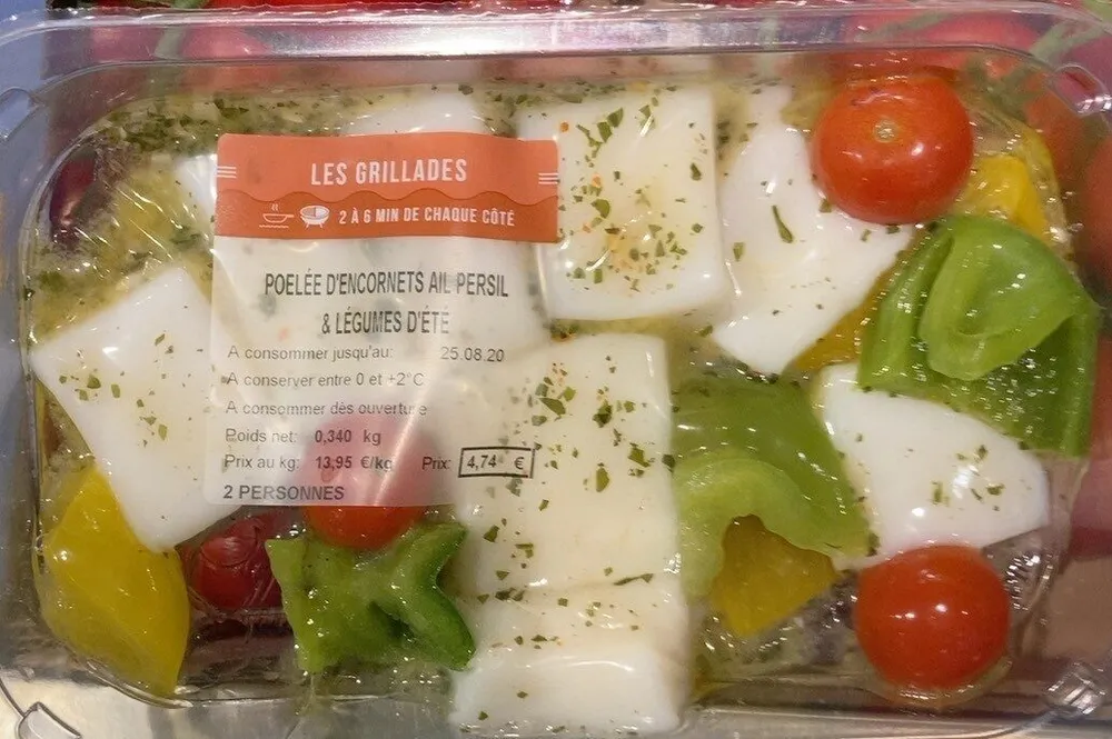 Poelee d’encornets aip persil et legumes d’été