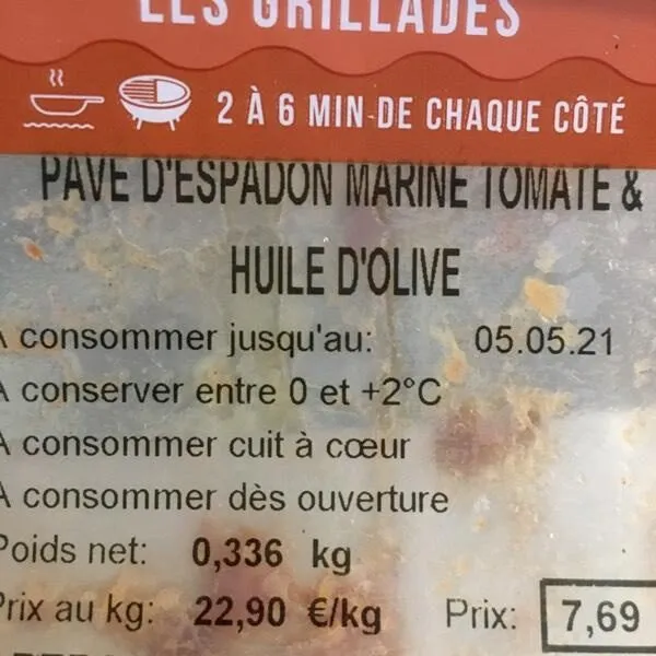 Pavé d’espadon mariné tomate et huile d’olive