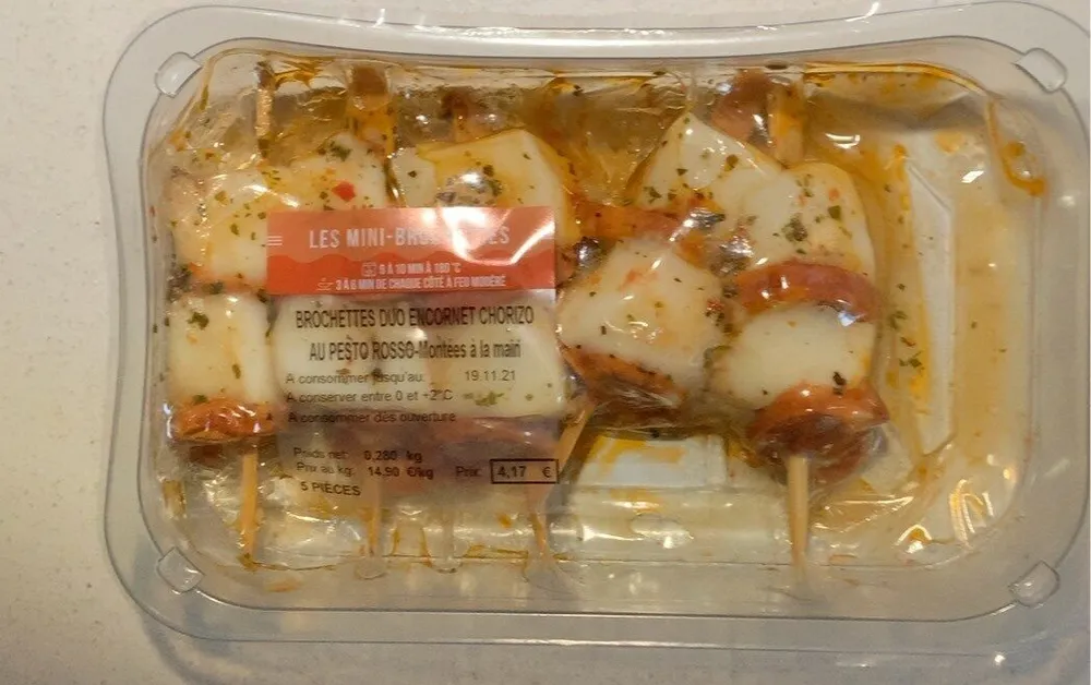 Brochettes duo encornet chorizo