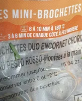 Brochettes d'encornets  géants  et de chorizo sauce pesto rosso