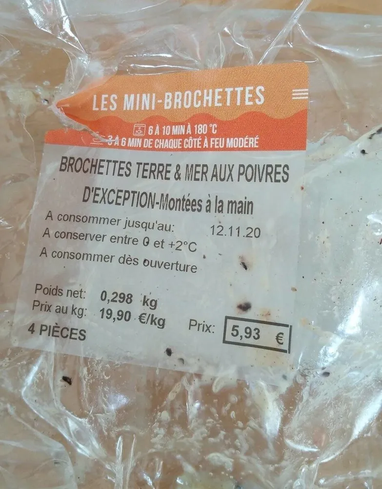 Brochettes terre & mer aux poivres d'exception