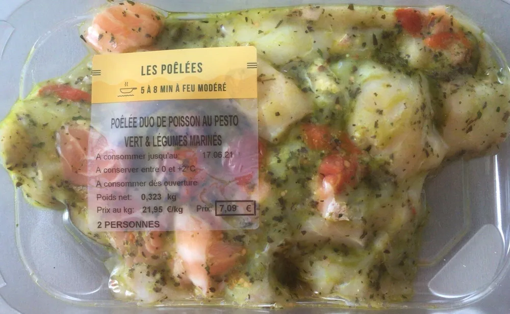 Poêlée duo de poisson au pesto vert & légumes marinés