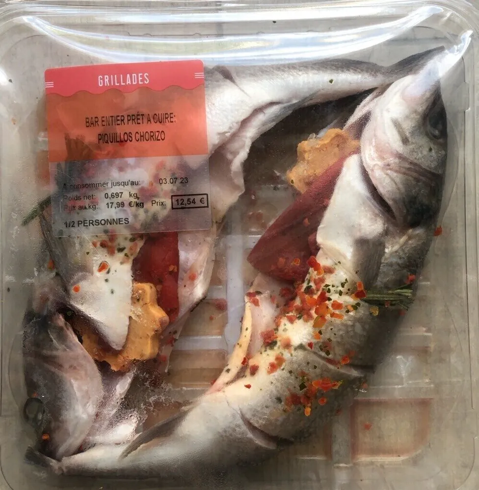 Bar entier prêt a cuire : Piquillos chorizo