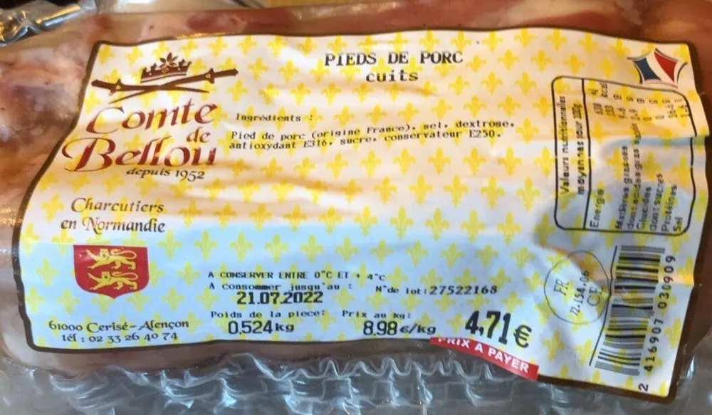 Pieds de porc cuit