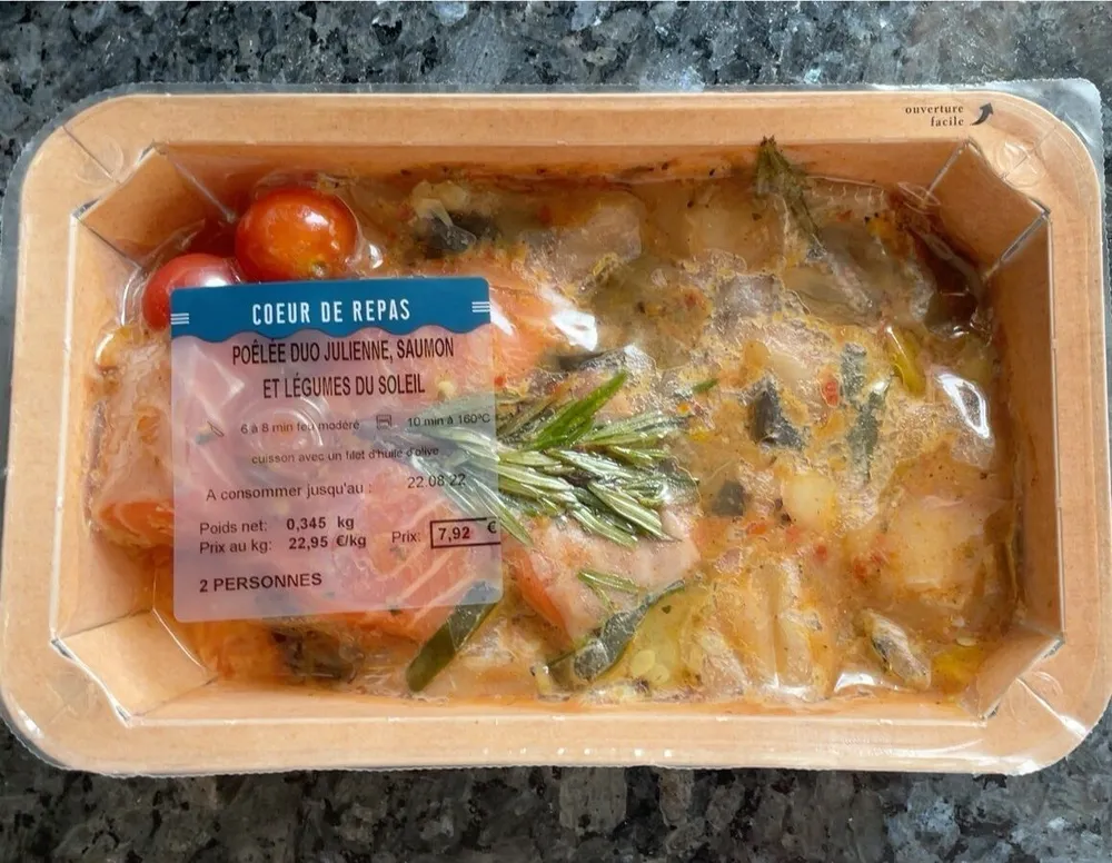 Poêlée duo julienne, saumon et légumes du soleil