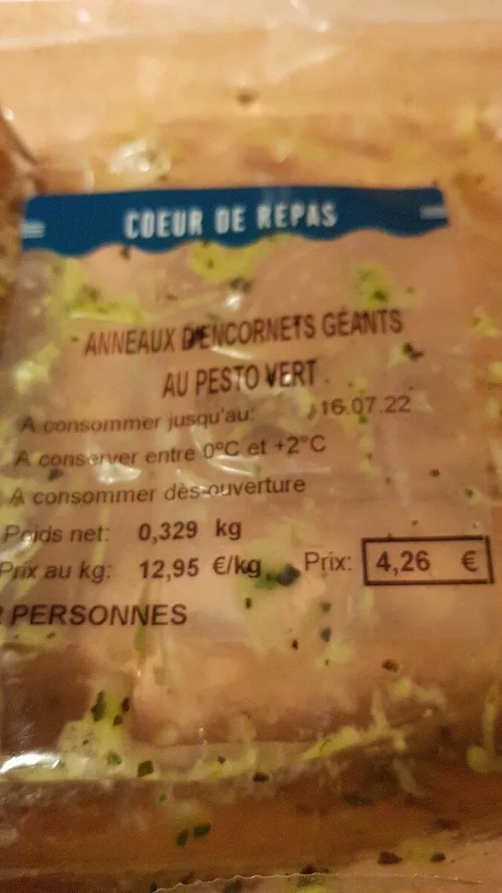 anneaux d encornets géants au pesto vert