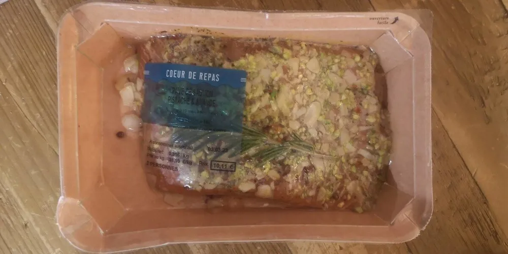 Pavé de saumon pistache et amande