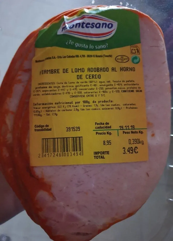 Fiambre de lomo adobado al horno de cerdo