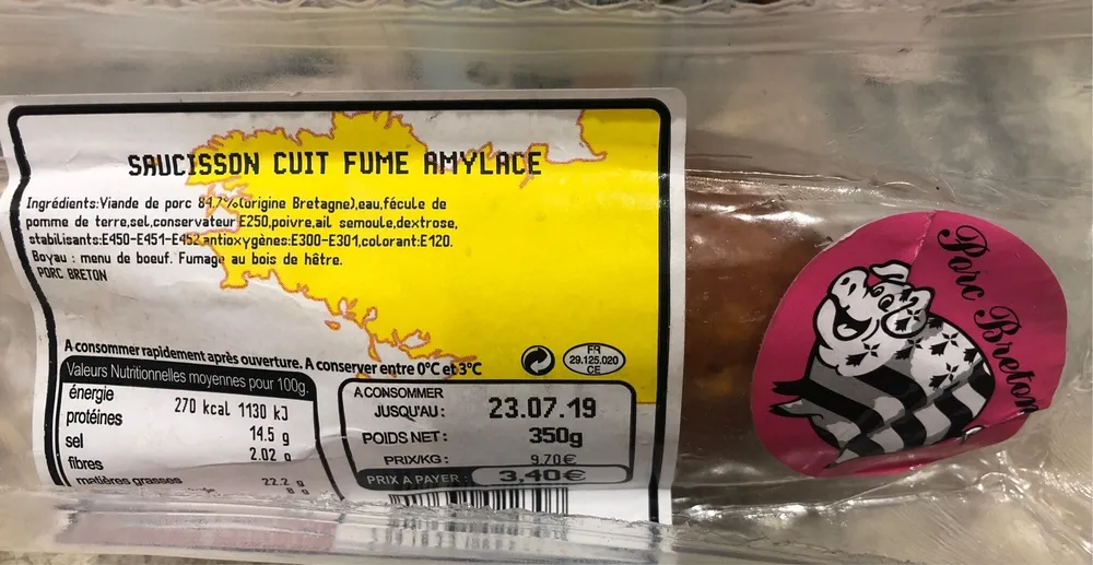Saucisson cuit fumé